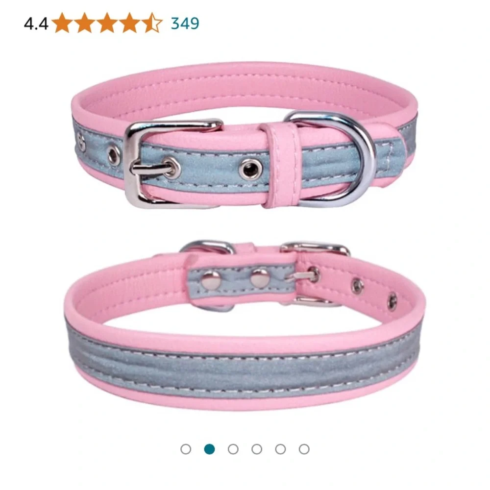 Adjustable Pink &Gray Cat Collar, reflective, XS, w/name tag microfiber